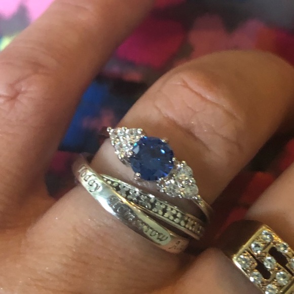 (SALE) .925 SS Blue Sapphire& Wh Sapp  GORGEOUS Dainty! - Picture 5 of 5